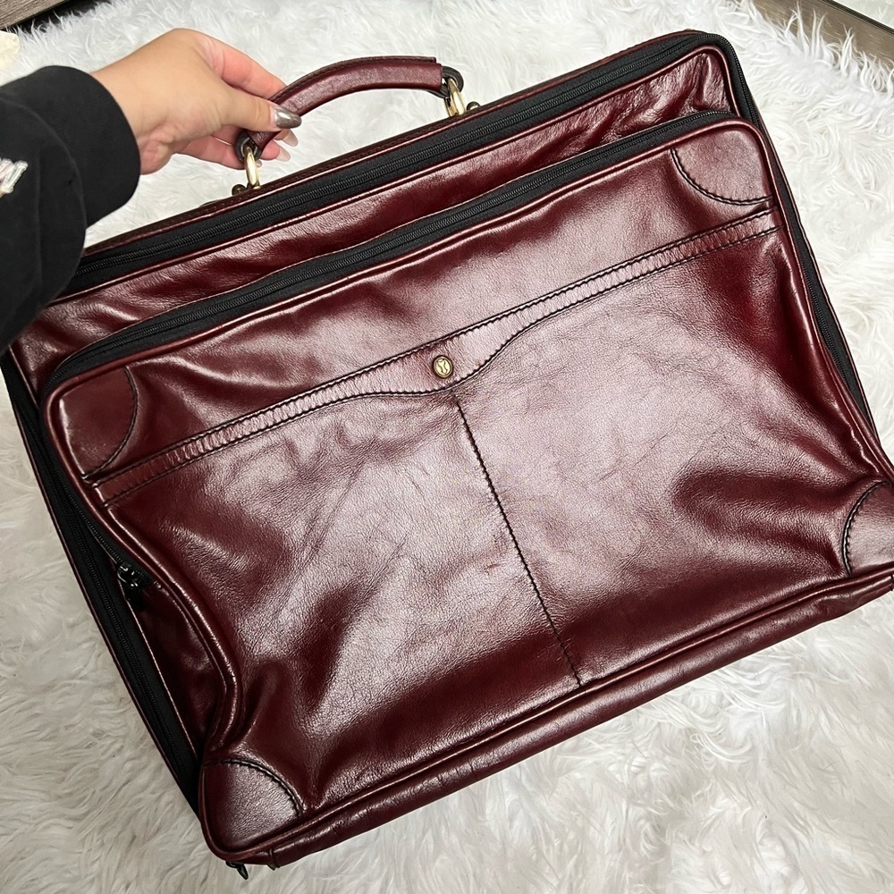 Vintage Goldpfeil Burgundy Leather Overnighter Bag *RARE*